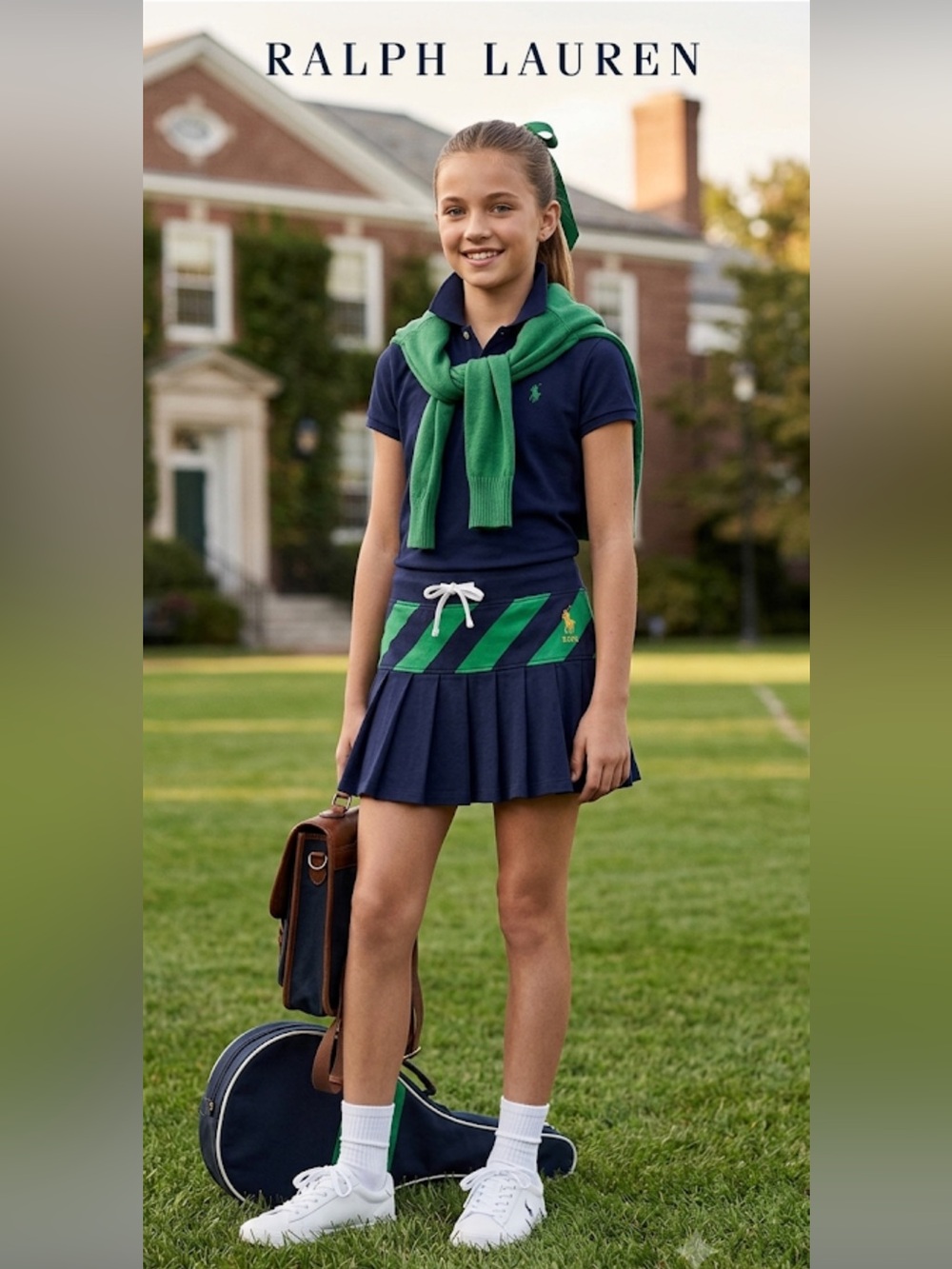 Ralph Lauren Navy and Green Striped Skirt